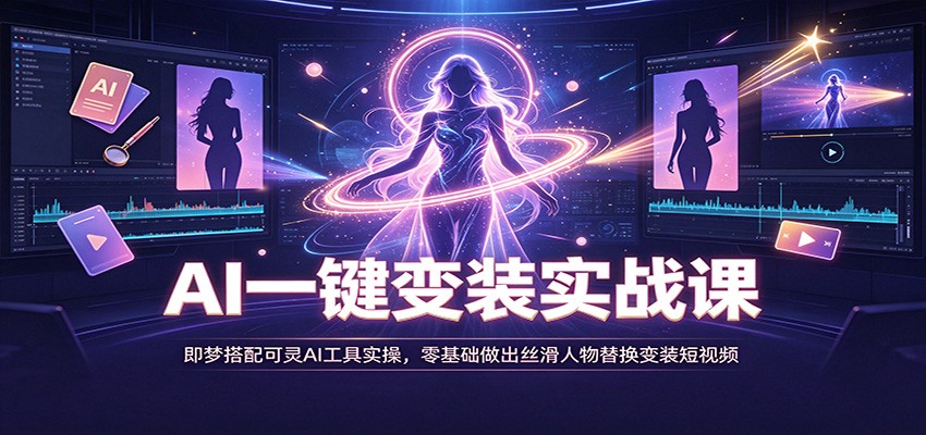 AI一键变装实战课:即梦搭配可灵AI工具实操,零基础做出丝滑人物替换变装短视频-摇钱树