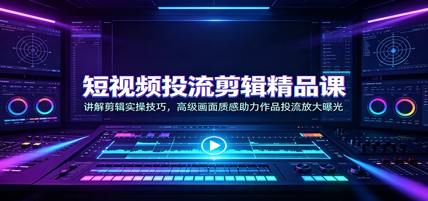 短视频投流剪辑精品课：讲解剪辑实操技巧，高级画面质感助力作品投流放大曝光-摇钱树