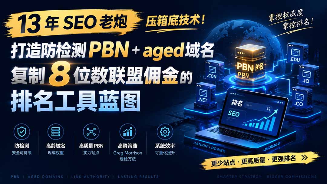 13 年 SEO 老炮压箱底技术!打造防检测 PBN+aged 域名,复制 8 位数联盟佣金的排名工具蓝图【原创双语字幕】-好学创业资源