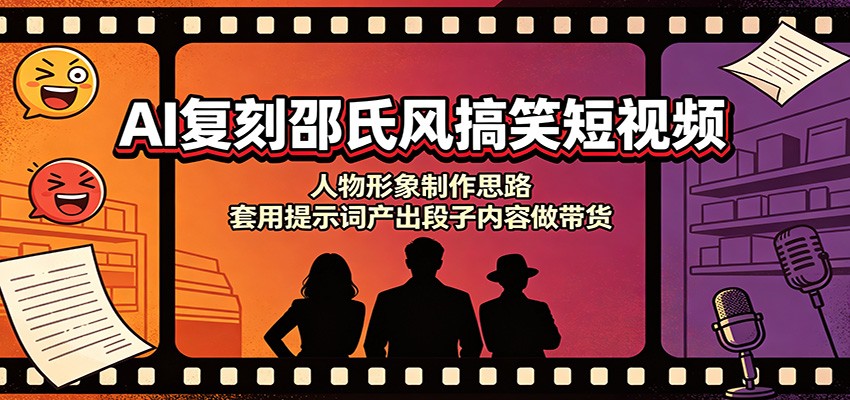 AI复刻邵氏风搞笑短视频:人物形象制作思路,套用提示词产出段子内容做带货-摇钱树