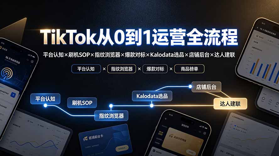 TikTok从0到1运营全流程-更新:平台认知×刷机SOP×指纹浏览器×爆款对标×Kalodata选品×店铺后台×达人建联-好学创业资源
