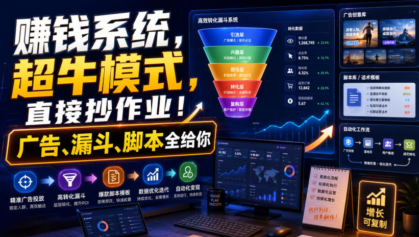 賺钱系统,超牛模式,直接抄作业!广告、漏斗、脚本全给你【原创双语字幕】-摇钱树