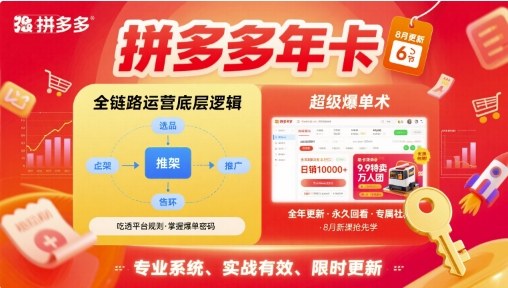 拼多多年卡,拼多多全链路运营底层逻辑,超级爆单术【更新26年8月】-摇钱树
