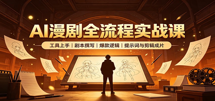 AI漫剧全流程实战课:工具上手、剧本撰写、爆款逻辑、提示词与剪辑成片-摇钱树