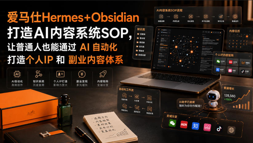 爱马仕Hermes+Obsidian打造AI内容系统SOP，让普通人也能通过 AI 自动化打造个人IP 和 副业内容体系-好学创业资源