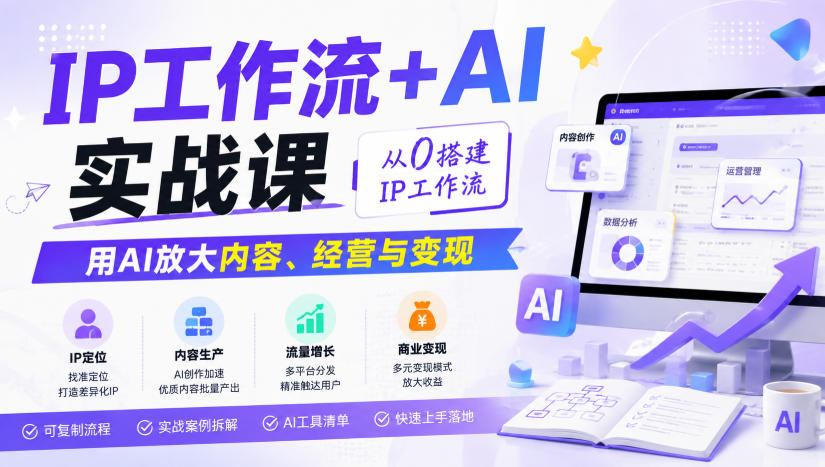 IP工作流+AI实战课，从0搭建IP工作流，用AI放大内容、经营与变现-摇钱树