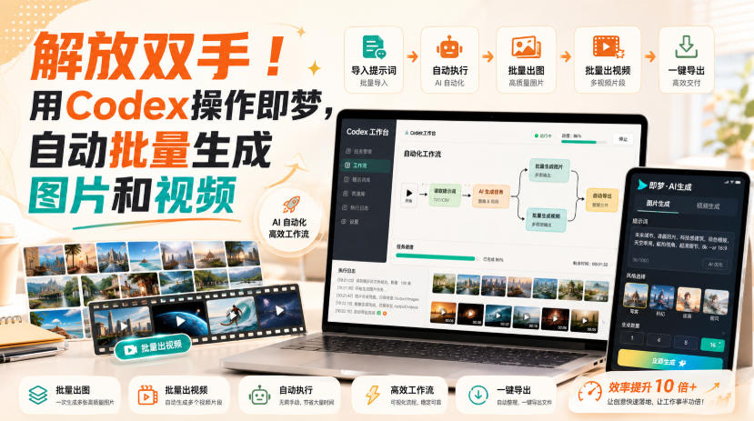 解放双手！用Codex操作即梦，自动批量生成图片和视频-摇钱树