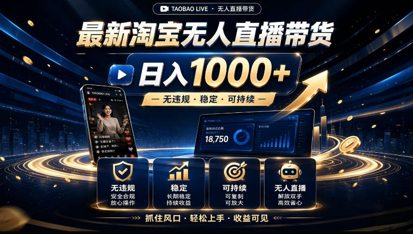 2026淘宝无人直播15.0,独家新技术,不用露脸、不用熬夜,自动直播自动出单,25小时卖17W【揭秘】-摇钱树