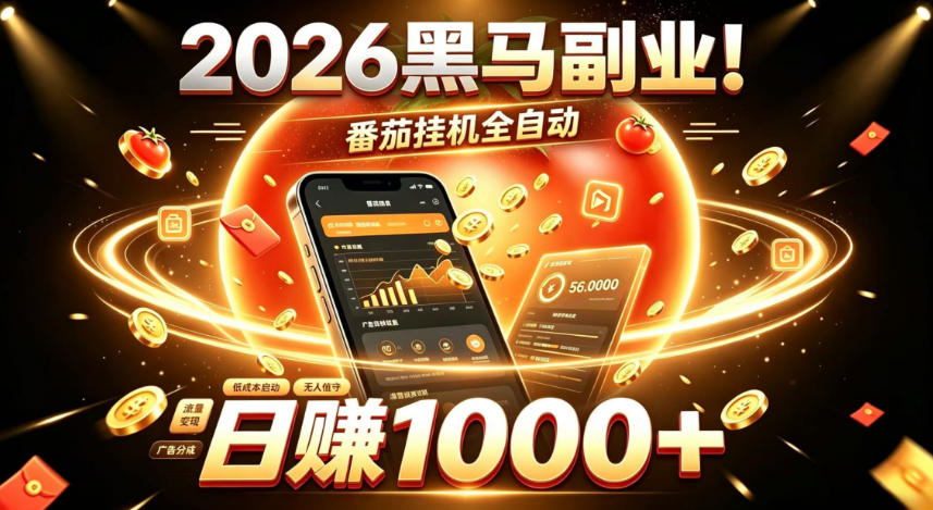 2026黑马副业！番茄挂G全自动日入1000+，操作最简单、门槛最低的线上轻资产项目【揭秘】-摇钱树