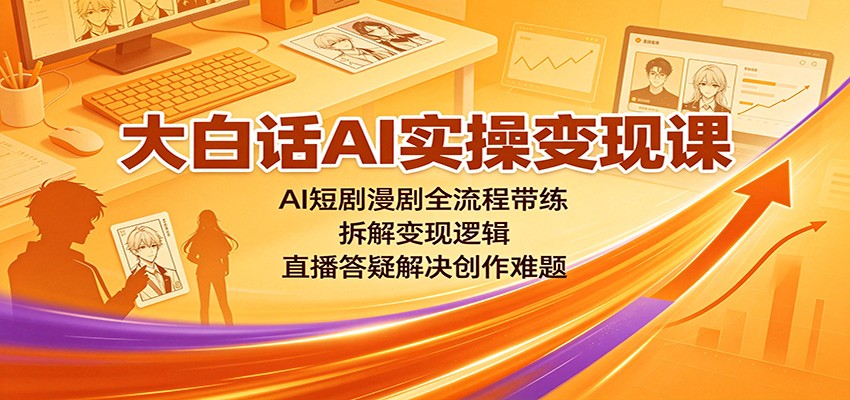 大白话AI实操变现课：AI短剧漫剧全流程带练，拆解变现逻辑，直播答疑解决创作难题-摇钱树