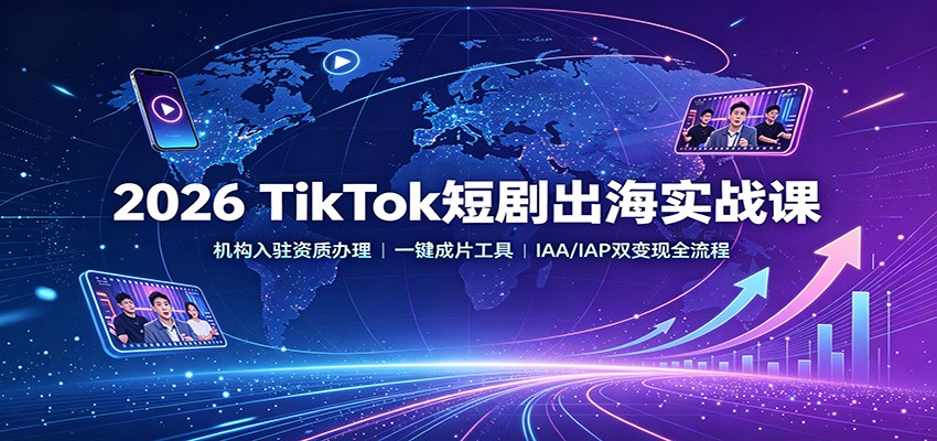 2026 TikTok短剧出海实战课:机构入驻资质办理,一键成片工具,IAA/IAP双变现全流程-摇钱树