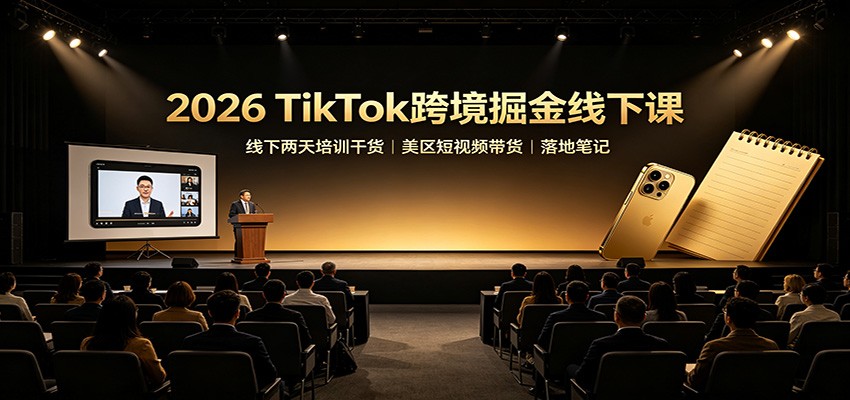 2026 TikTok跨境掘金线下课:线下两天培训干货,美区短视频带货落地笔记-好学创业资源
