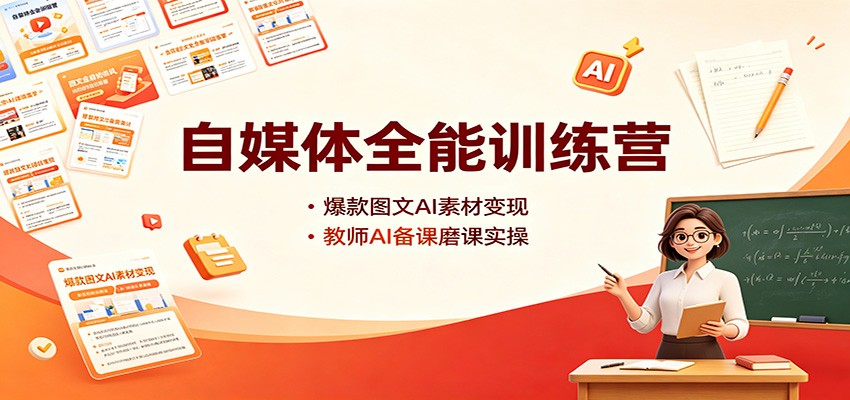 自媒体全能训练营：爆款图文AI素材变现，教师AI备课磨课实操-好学创业资源