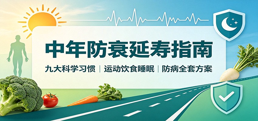 中年防衰延寿指南：九大科学习惯，运动饮食睡眠防病全套方案-摇钱树