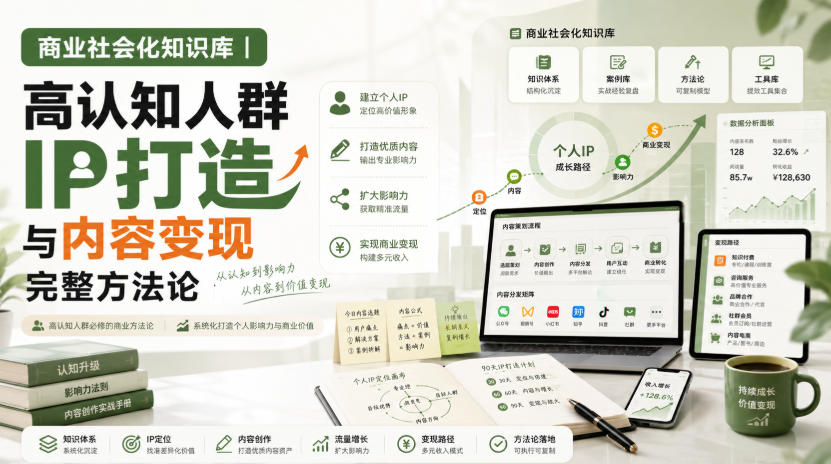 商业社会化知识库|高认知人群IP打造与内容变现完整方法论【文档】-摇钱树