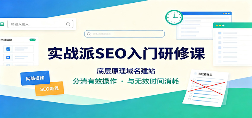 实战派SEO入门研修课：底层原理域名建站，分清有效操作与无效时间消耗-摇钱树