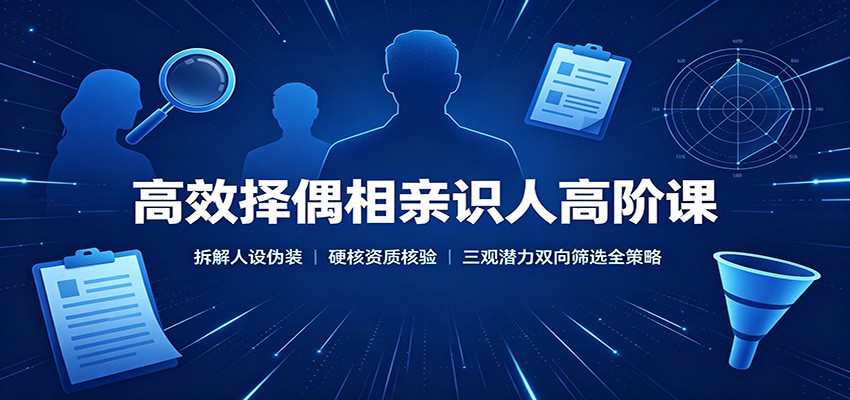 高效择偶相亲识人高阶课:拆解人设伪装,硬核资质核验,三观潜力双向筛选全策略-超级个体网赚