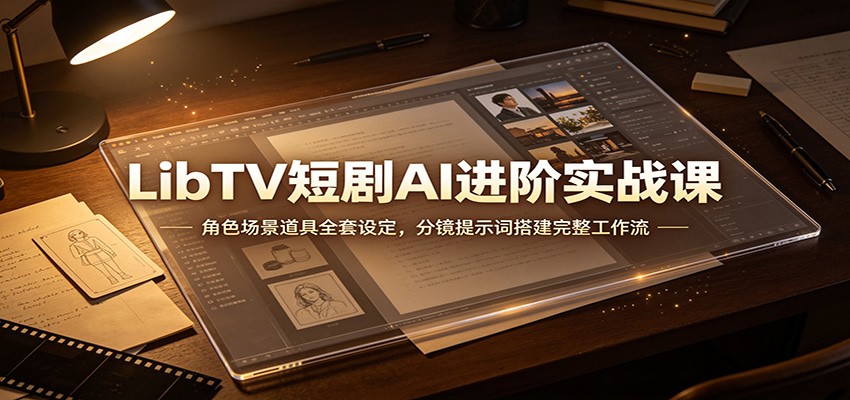 LibTV短剧AI进阶实战课：角色场景道具全套设定，分镜提示词搭建完整工作流-摇钱树