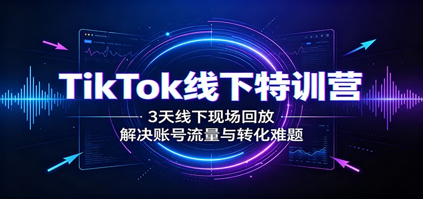 TikTok线下特训营：3天线下现场回放，解决账号流量与转化难题-摇钱树