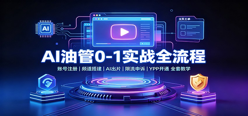 AI油管0-1实战：账号注册频道搭建，AI出片，限流申诉，YPP开通全套教学-摇钱树