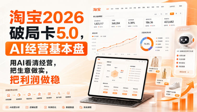 智篆商业-淘宝2026破局卡5.0,AI经营基本盘,用AI看清经营,把生意做实,把利润做稳-摇钱树