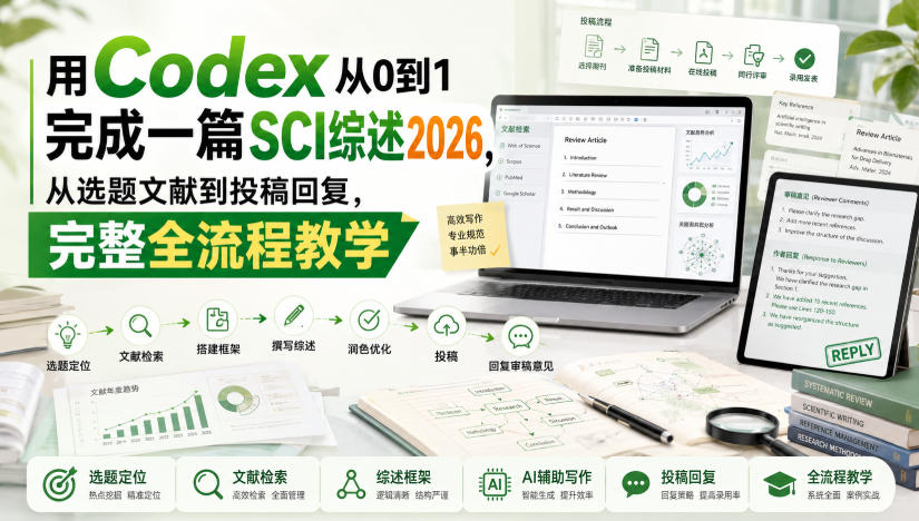 用Codex从0到1完成一篇SCI综述2026，从选题文献到投稿回复，完整全流程教学-好学创业资源
