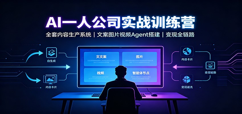 AI创作一人公司实战训练营：全套内容生产系统，文案图片视频Agent搭建变现全链路-摇钱树