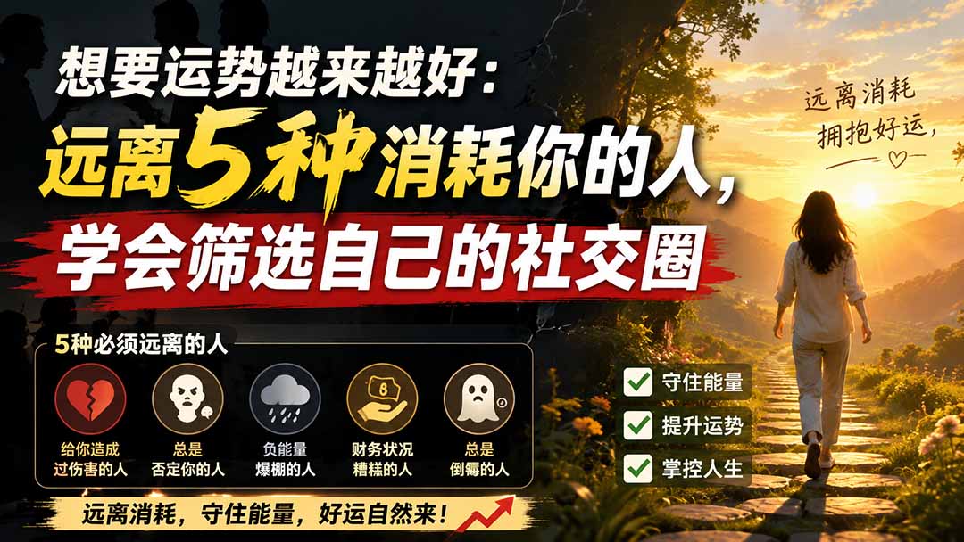 付费文章:想要运势越来越好:远离5种消耗你的人,学会筛选自己的社交圈-摇钱树