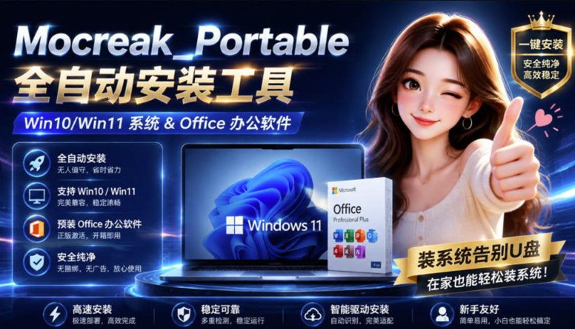 Mocreak全自动安装office和win10、win11系统,告别U盘装系统,使用安全可靠-摇钱树