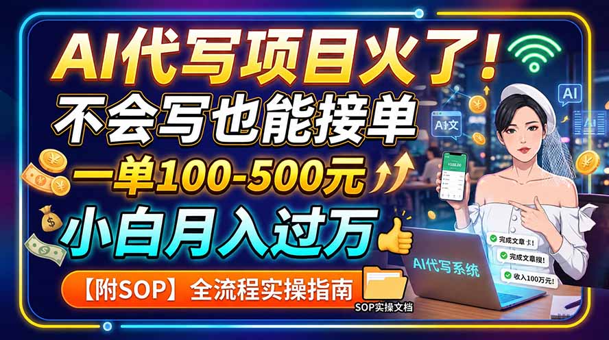 AI代写项目火了！不会写也能接单，一单100-500元，小白月入过万【附SOP】-摇钱树