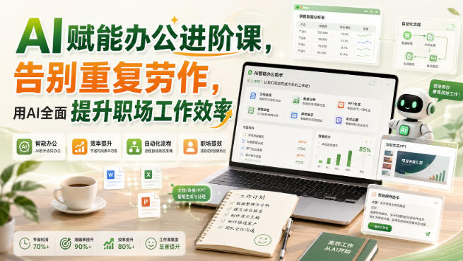 AI赋能办公进阶课,告别重复劳作,用AI全面提升职场工作效率-摇钱树