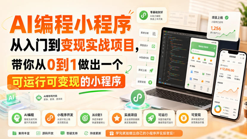 AI编程小程序从入门到变现实战项目，带你从0到1做出一个可运行可变现的小程序-摇钱树
