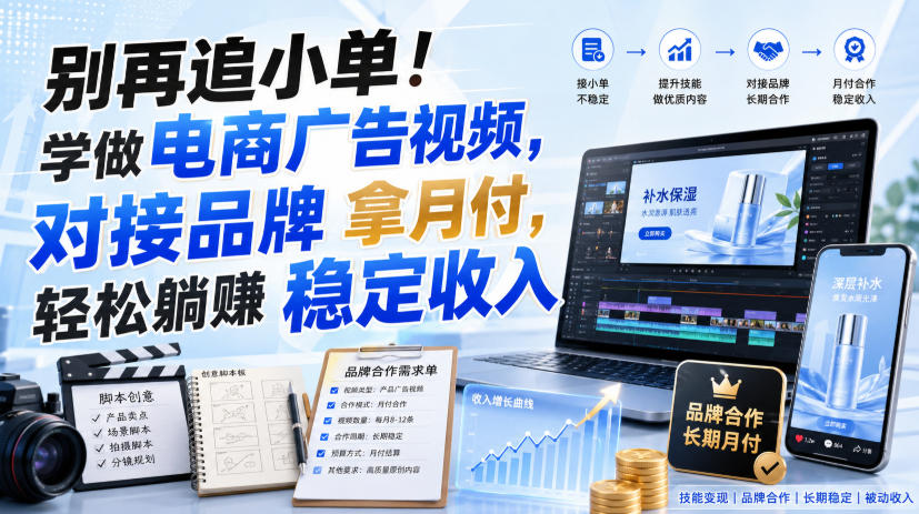 别再追小单!学做电商广告视频,对接品牌拿月付,轻松躺賺稳定收入【原创双语字幕】-摇钱树