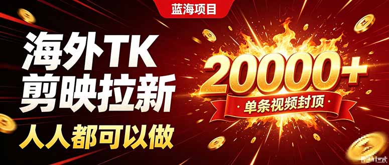 海外TK拉新新玩法，剪映就能做，不用经验不用粉丝，单条视频收益上限20000+-摇钱树