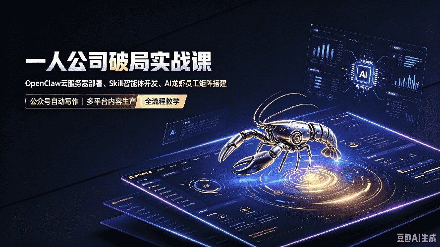 一人公司破局实战课｜OpenClaw云服务器部署、Skill智能体开发、AI龙虾员工矩阵搭建，公众号自动写作与多平台内容...-摇钱树