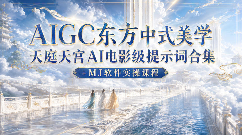 AIGC东方中式美学天庭天宫AI电影级提示词合集+MJ软件实操课程-好学创业资源