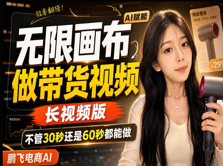 【保姆级教程】无限画布搭建长带货视频,拼接不翻车全程一致,小白跟着步骤也能上手-摇钱树