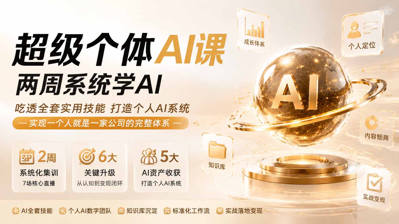 超级个体AI课 两周系统学AI;吃透全套实用技能打造个人AI系统,实现一个人就是一家公司的完整体系(更新0823-摇钱树