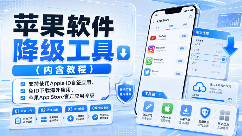 苹果软件降级工具(内含教程)，支持使用Apple ID自签应用、免ID下载海外应用、苹果App Store官方应用降级等-千帆创业