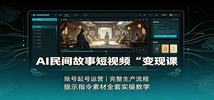 AI民间故事短视频变现课:账号起号运营,完整生产流程,提示指令素材全套实操教学-摇钱树
