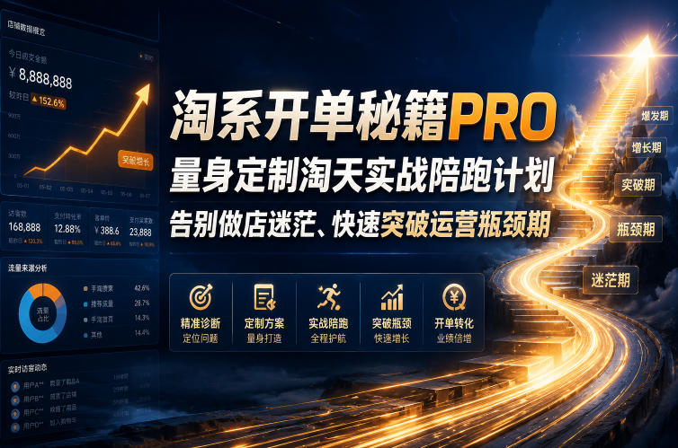 淘系开单秘籍PRO，量身定制淘天实战陪跑计划，告别做店迷茫、快速突破运营瓶颈期(更新260823)-摇钱树