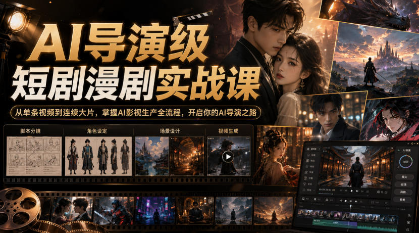 AI导演级短剧漫剧实战课，从单条视频到连续大片，掌握AI影视生产全流程，开启你的AI导演之路!-摇钱树