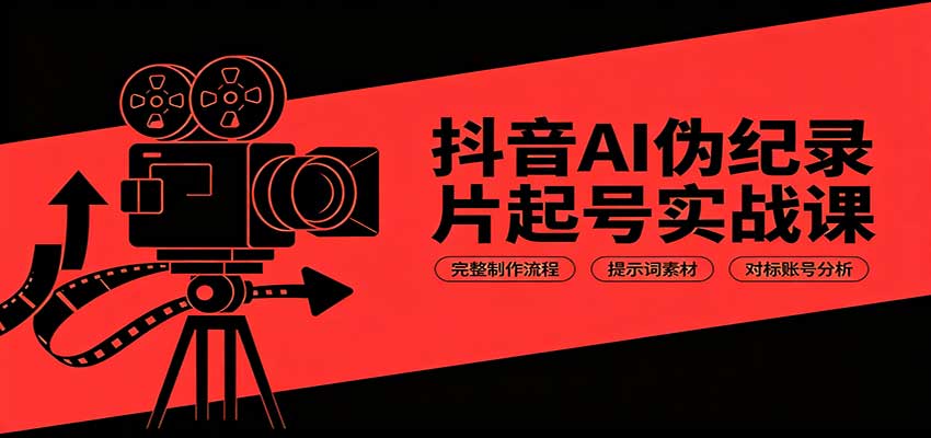 抖音AI伪纪录片起号实战课:完整制作流程,提示词素材,对标账号分析-千帆创业