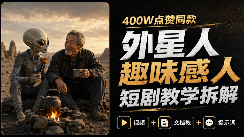 400W点赞同款外星人趣味感人短剧教学拆解，视频+文档教+提示词-摇钱树