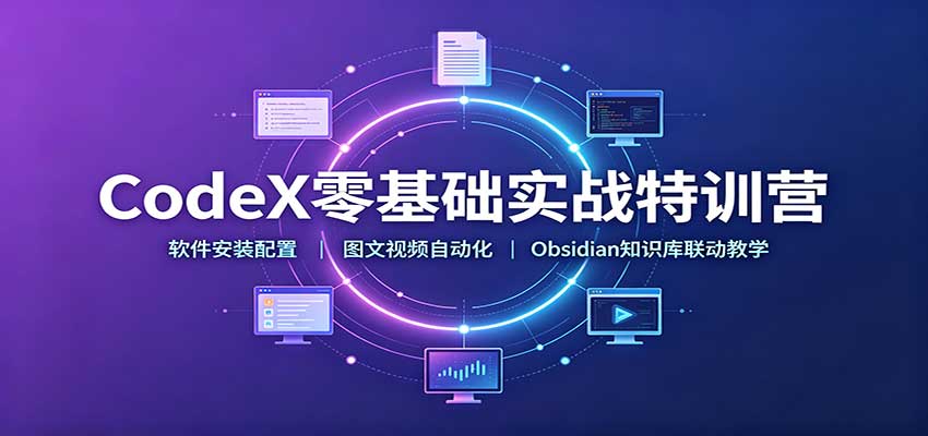 CodeX零基础实战特训营:软件安装配置,图文视频自动化,Obsidian知识库联动教学-摇钱树