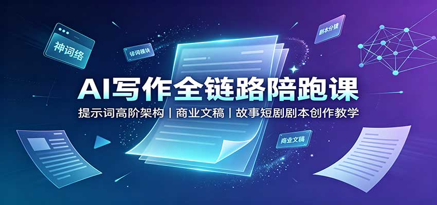 AI写作全链路陪跑课：提示词高阶架构，商业文稿，故事短剧剧本创作教学-摇钱树