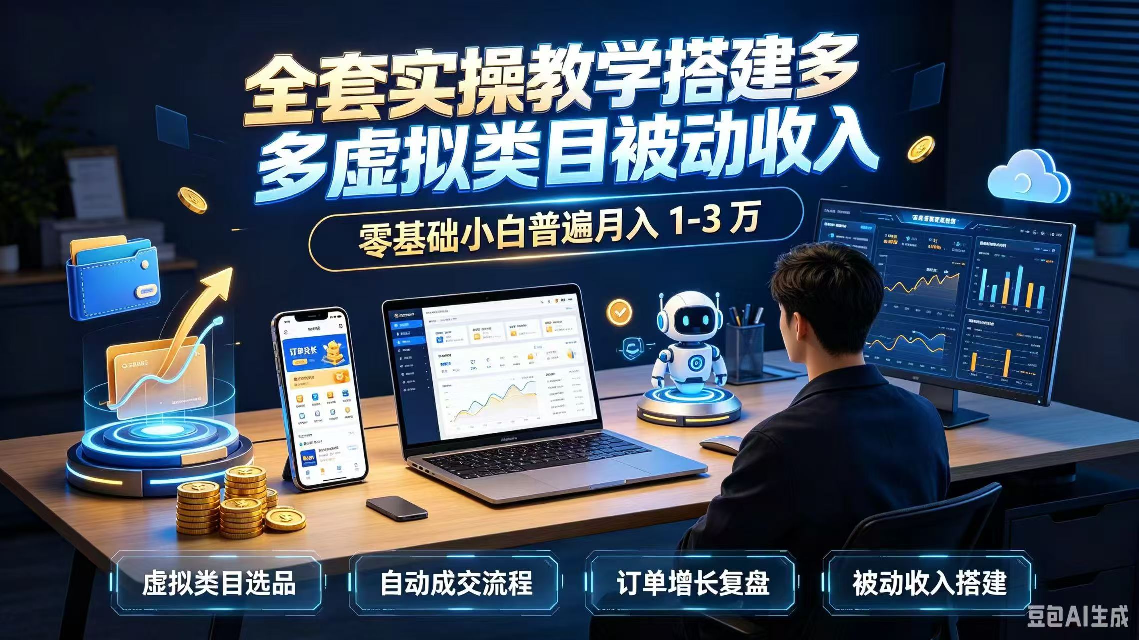 全套实操教学搭建多多虚拟类目被动收入，零基础小白普遍月入 1-3 万-好学创业资源