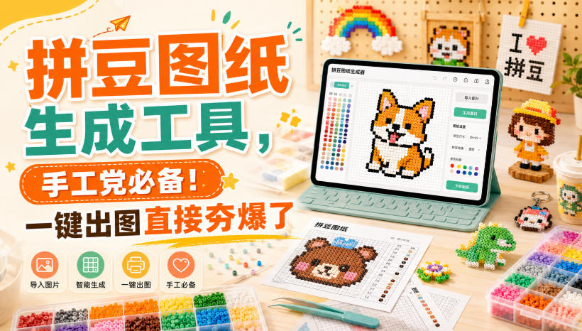 拼豆图纸生成工具,手工党必备!一键出图直接夯爆了-摇钱树