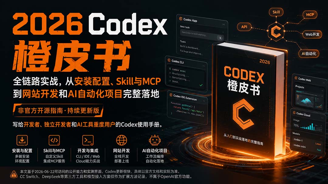 2026Codex橙皮书:全链路实战,从安装配置、Skill与MCP到网站开发和AI自动化项目完整落地-摇钱树