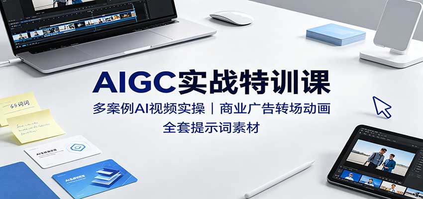 AIGC实战特训课:多案例AI视频实操,商业广告转场动画,全套提示词素材-摇钱树
